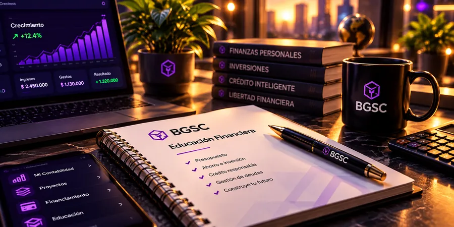 Libreta de educación financiera BGSC sobre un escritorio